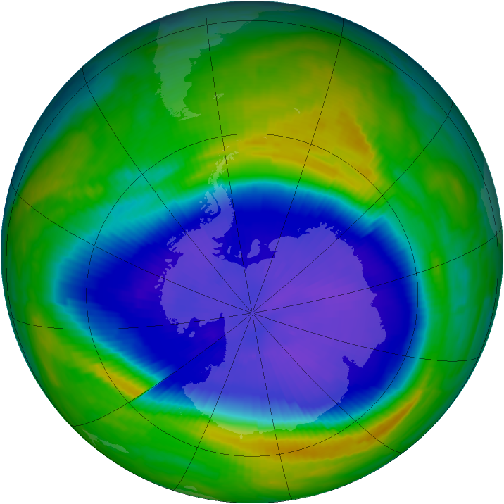 Antarctic ozone map for 19 September 1997
